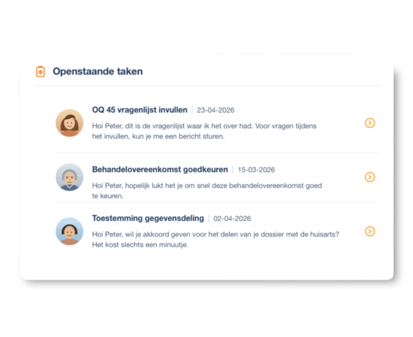 een mock-up van een scherm openstaande taken